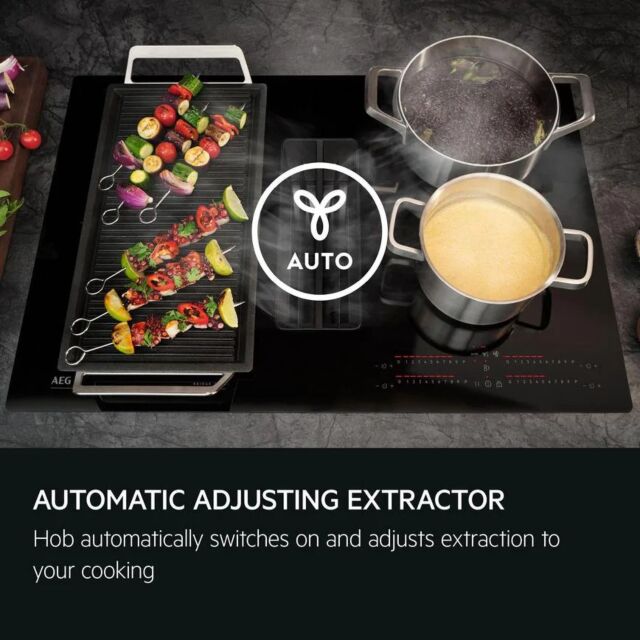 Aeg NCH84B03AZ SaphirMatt® 83cm Induction hob with Bridging zone and Extractor