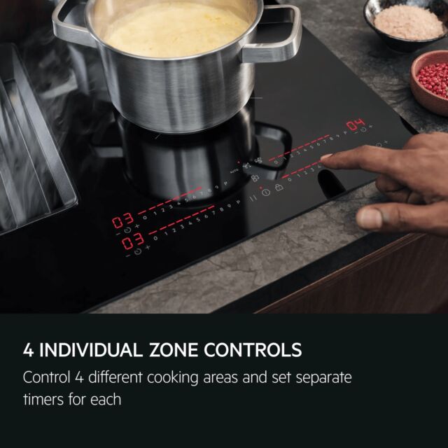 Aeg TH84CB03FB 81cm Induction hob with Bridging zone and Extractor