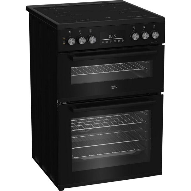 Beko Ireland EDC6731K 60cm Double Oven Electric Cooker with Vitroceramic Hob - Black