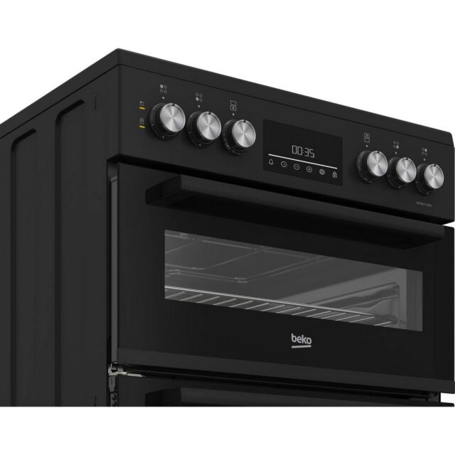 Beko Ireland EDC6731K 60cm Double Oven Electric Cooker with Vitroceramic Hob - Black