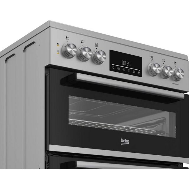 Beko Ireland EDC6731S 60cm Double Oven Electric Cooker with Vitroceramic Hob - Silver