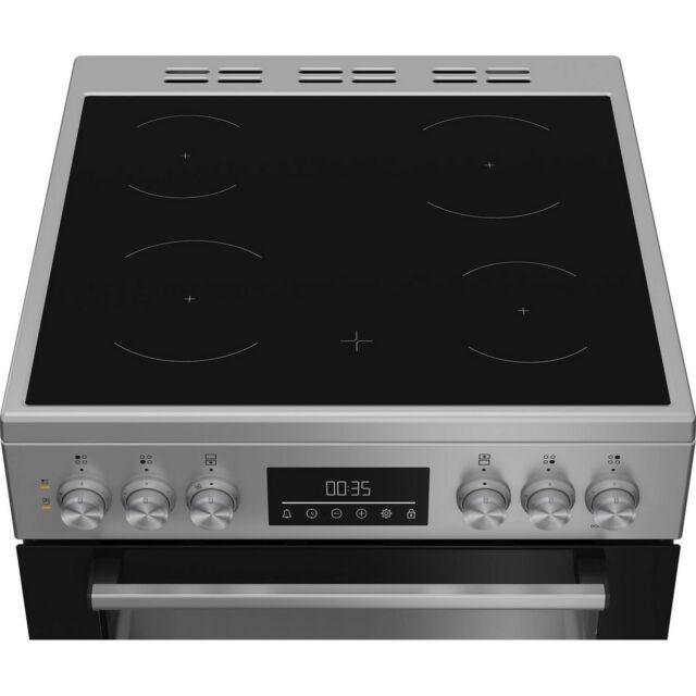 Beko Ireland EDC6731S 60cm Double Oven Electric Cooker with Vitroceramic Hob - Silver