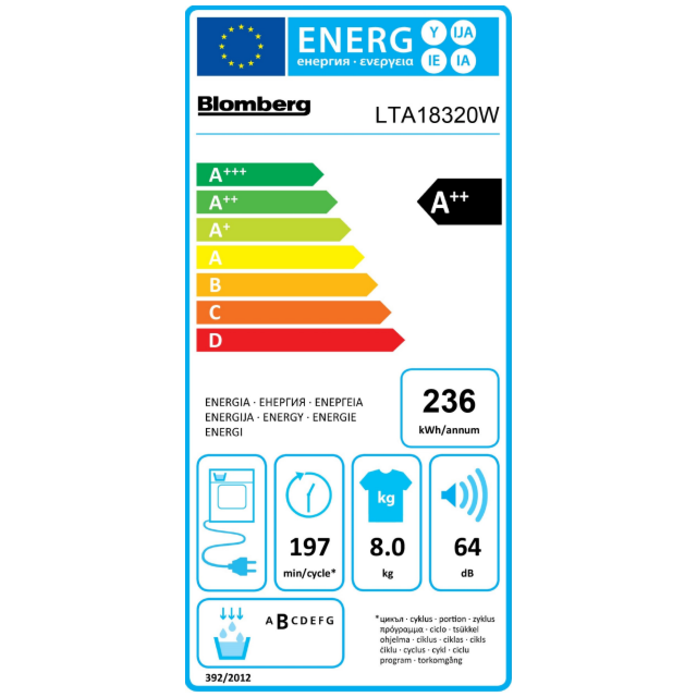 Blomberg LTNA18320W 8kg Heat Pump Tumble Dryer (NI Exclusive) - White