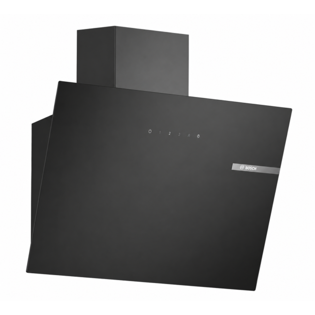 Bosch DWK65DK60B 60cm, Angled Chimney Hood, Touch Control, LED Lights. Optional Standard Recirculation