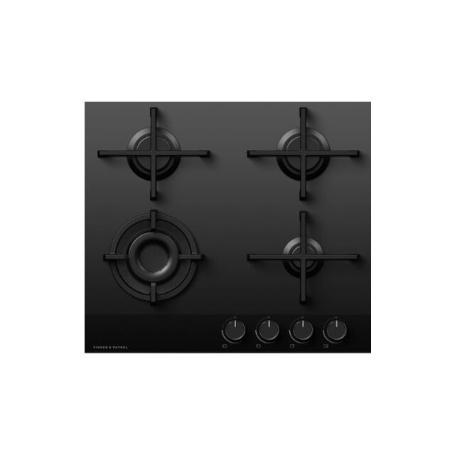 Fisher + Paykel CG604DNGGB4 600mm Wide 'Gas on Glass' 4 Burner, Minimal Style