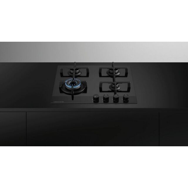 Fisher + Paykel CG604DNGGB4 600mm Wide 'Gas on Glass' 4 Burner, Minimal Style