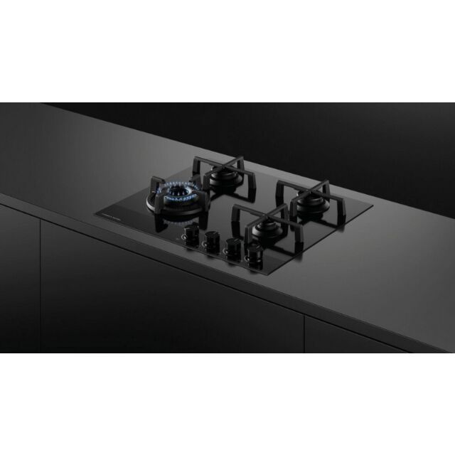 Fisher + Paykel CG604DNGGB4 600mm Wide 'Gas on Glass' 4 Burner, Minimal Style