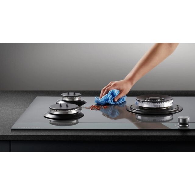 Fisher + Paykel CG903DNGGB4 900mm Wide 'Gas on Glass' 3 Burner, Linear Layout, Minimal Style