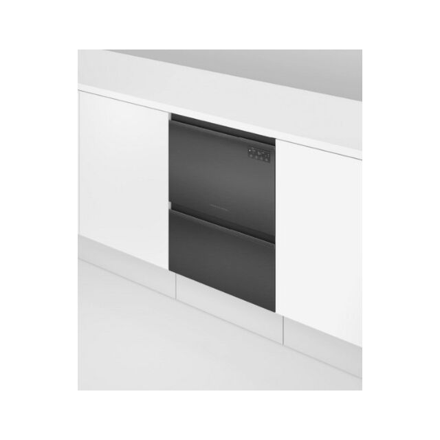 Fisher + Paykel DD60D2HNB9 Dishwasher Dishdrawer™ Double, 12 Place Settings, Black Steel, Recessed H