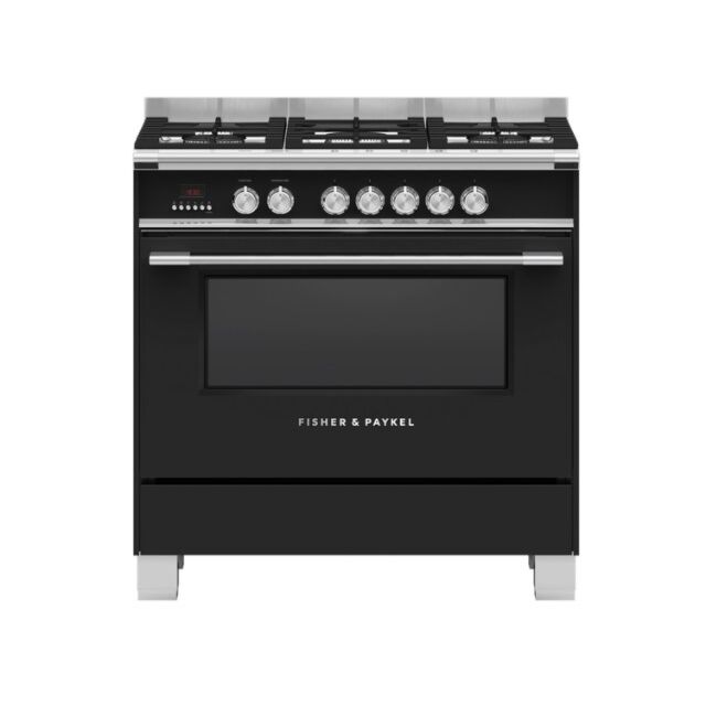 Fisher + Paykel OR90SCG4B1 900mm Wide, Classic Black, Single Cavity Oven with Gas Hob, Full Width Pa