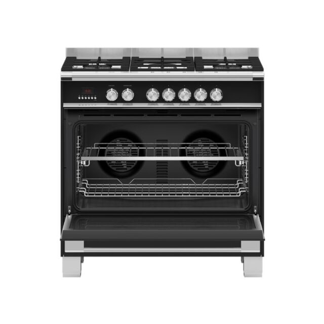 Fisher + Paykel OR90SCG4B1 900mm Wide, Classic Black, Single Cavity Oven with Gas Hob, Full Width Pa