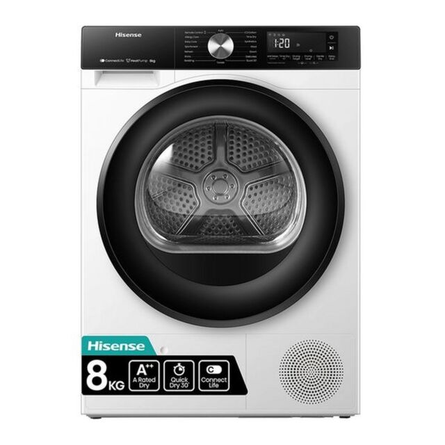 Hisense DH3S802BW3 3S Series Dh3s802bw3 Wifi-Enabled 8Kg Heat Pump Tumble Dryer - White