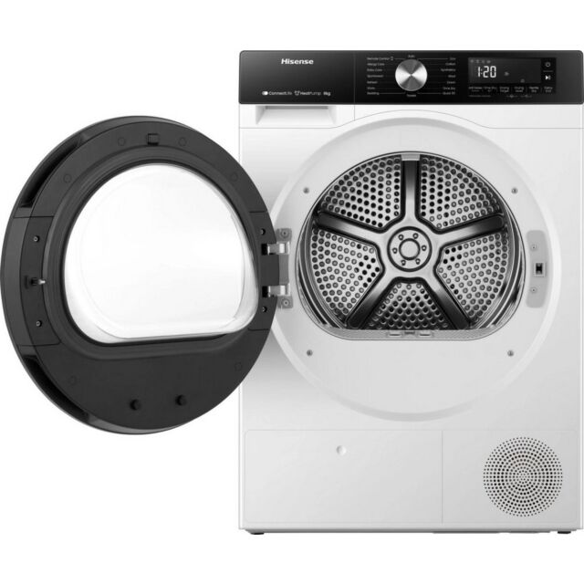 Hisense DH3S802BW3 3S Series Dh3s802bw3 Wifi-Enabled 8Kg Heat Pump Tumble Dryer - White