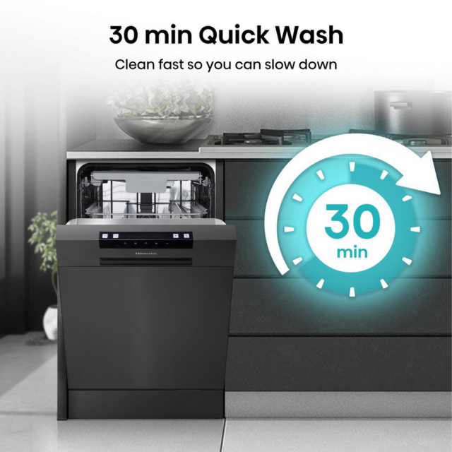 Hisense HS523E15BUK Slimline Dishwasher - Black - 10 Place Settings