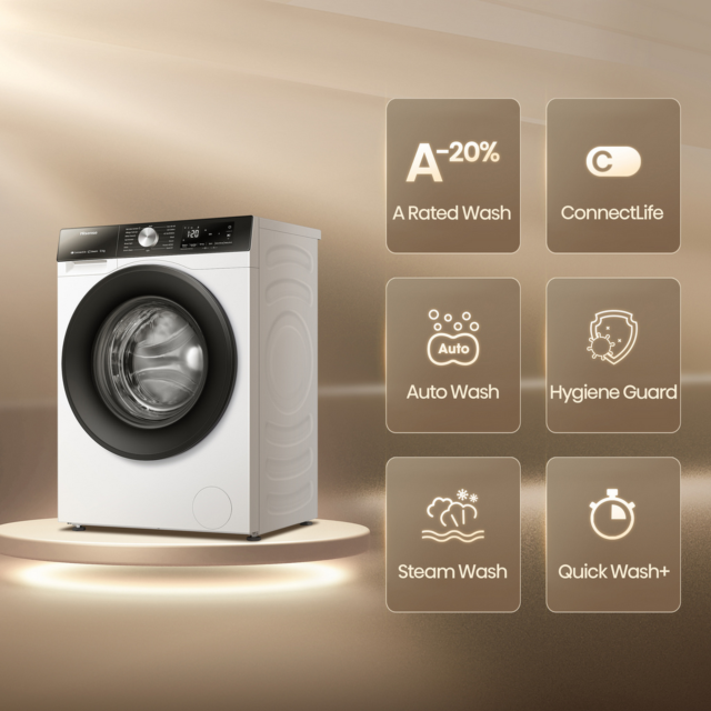 Hisense WF3S1243BW3 12kg 1400 Spin Steam Washer