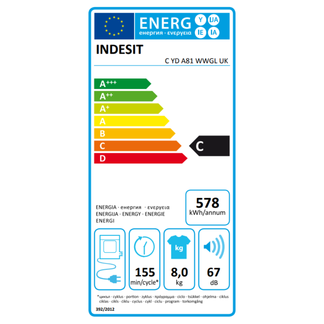 Indesit Company CYDA81WWGLUK 8kg Vented Tumble Dryer - White