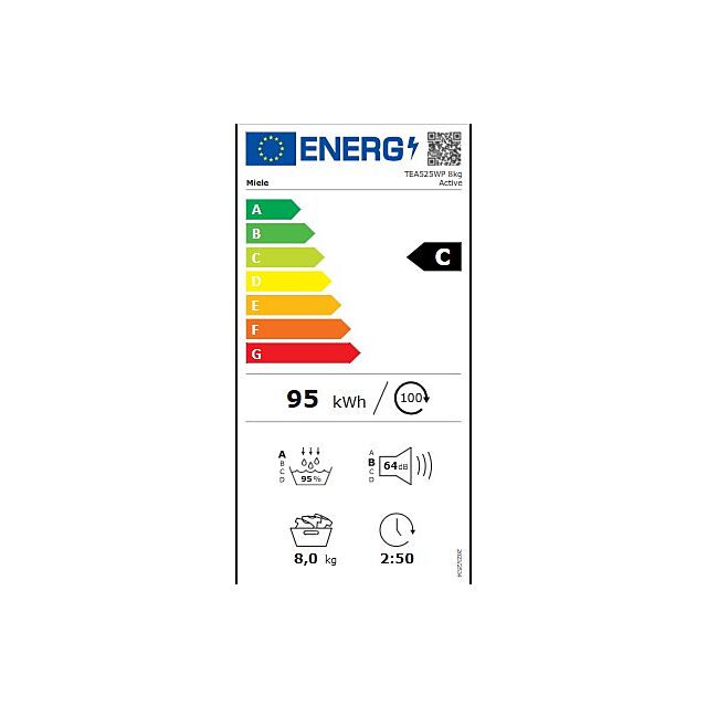 Miele TEA525WP Miele 59.6Cm White 8Kg Heat Pump Tumble Dryer