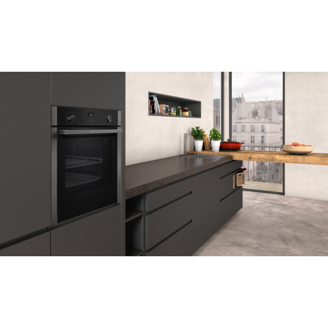 Neff B3ACE4HG0B 59.4cm Built In Electric Single Oven - Black with Graphite Trim