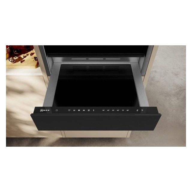 Neff N24HA11G1B/G 14cm high, electronic touch control warming drawer, 4 settings or 6 selectable tem
