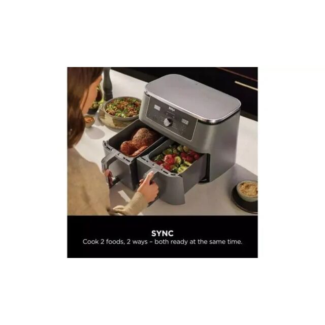 Ninja DZ400UK 9.5 litre MAX 6-in-1 Dual Zone Air Fryer - Gun Metal Grey