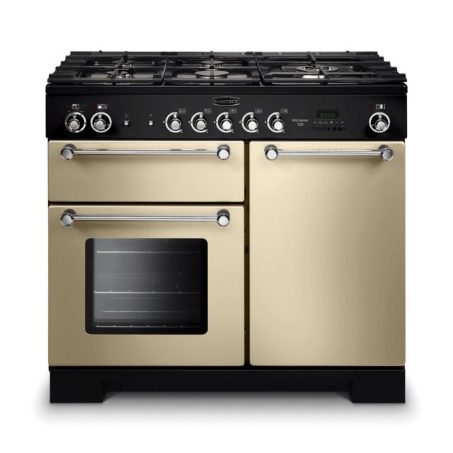 Rangemaster Kitchener 100 Dual Fuel Cream/Chrome Trim