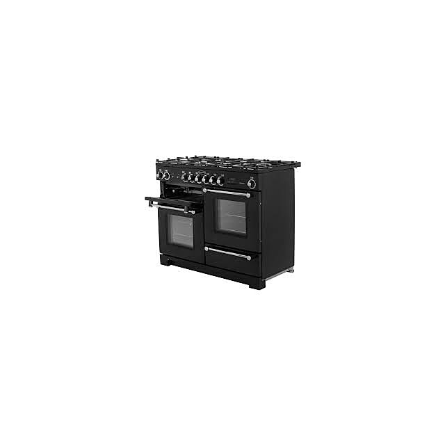 Rangemaster Kitchener 110cm Dual Fuel Range Cooker Black with Chrome Trim