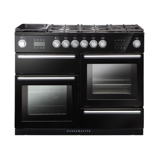 Rangemaster Nexus Steam 110cm Dual Fuel Range Cooker - Black & Chrome