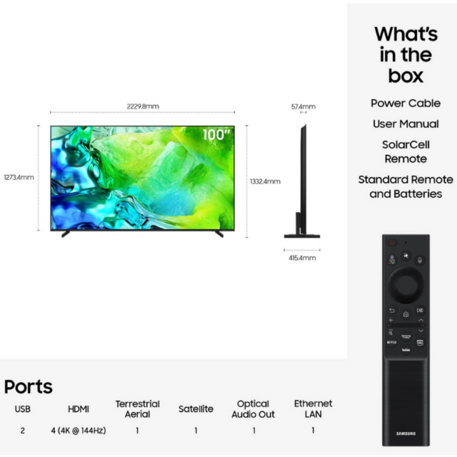 Samsung QE100QN80HUXXU 100inch Neo QLED Vision AI Smart TV