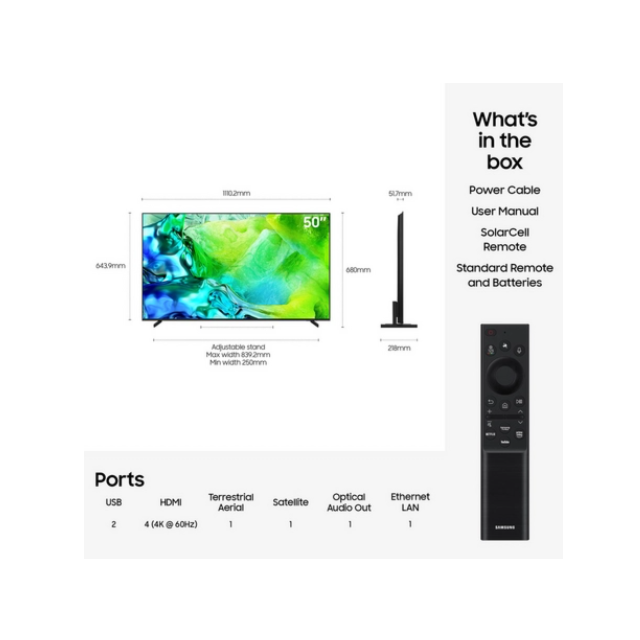 Samsung QE50QN80HAUXXU 50inch 4K Neo QLED Vision AI Smart TV