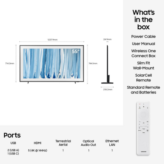 Samsung QE55LS03HWUXXU 55inch 4K The Frame Pro Neo QLED 4K Vision AI Smart TV Art Mode & Wall Mount TV