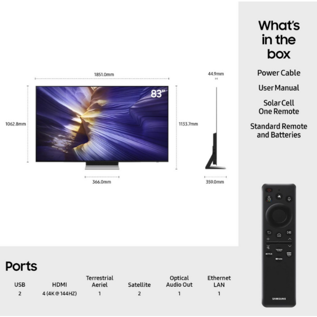 Samsung QE83S90FAEXXU 83inch 4K OLED Smart AI TV