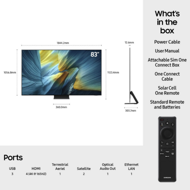 Samsung QE83S95FAEXXU 83inch 4K OLED Smart AI TV