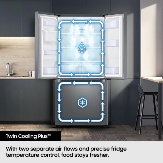 Samsung Rf24bb620es9eu Bespoke French Style Fridge Freezer - Silver.
