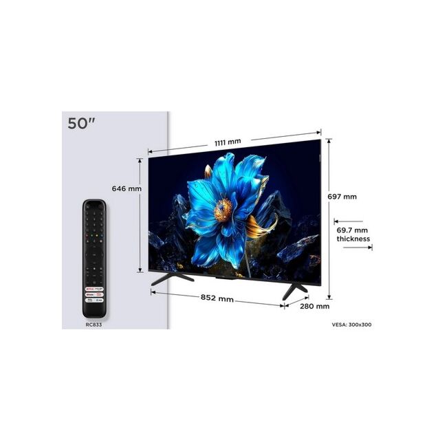 TCL 50P7K-UK 50inch 4K QLED Direct LED HDR Google TV