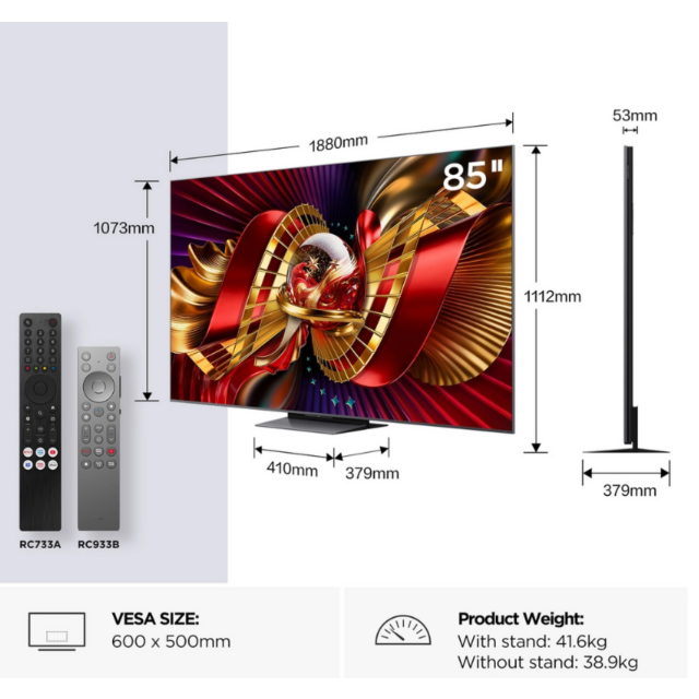 TCL 85C8L-UK 85inch 4K Ultra HD Qd-Mini Led Google TV