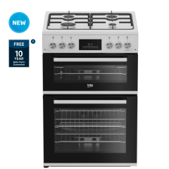 Beko Ireland EDG6231W 60cm Twin Cavity Gas Cooker with Enamel Hob - White