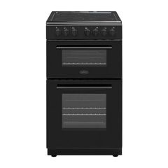 Belling BFSE52DOCBK 50 cm Double Oven Freestanding Cooker - 4 Zone Solid Plate Hob - Black