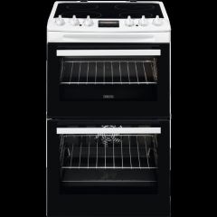 Zanussi ZCV46250WA 55cm Double Electric Cooker with Ceramic Hob - White