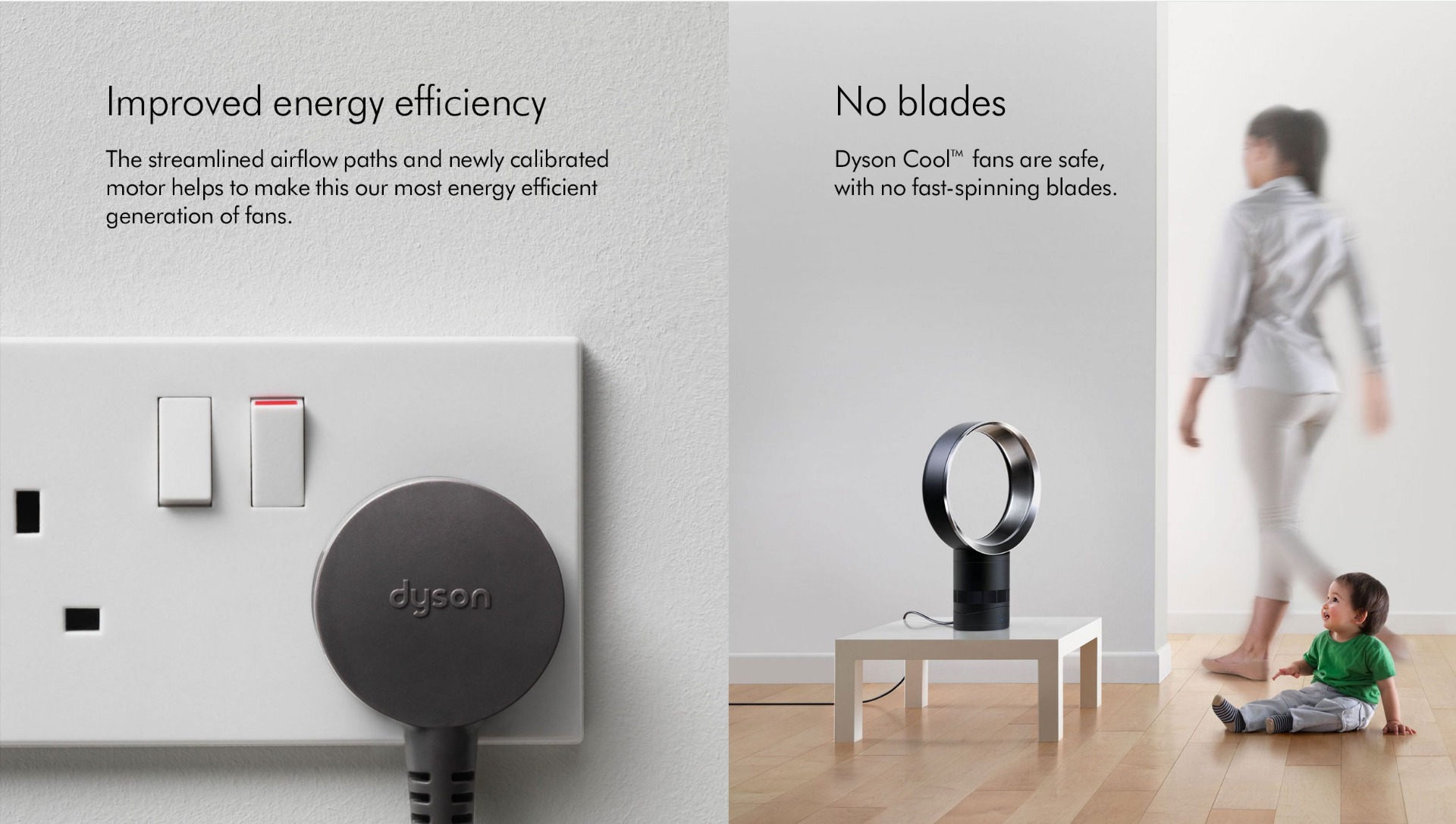 Improved energy efficiency, no Blades
